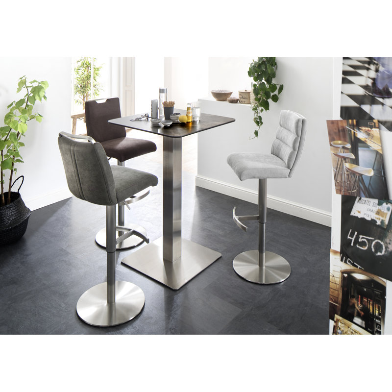 Michaella Glass Top Metal Base Dining Table, Mocha ceramic