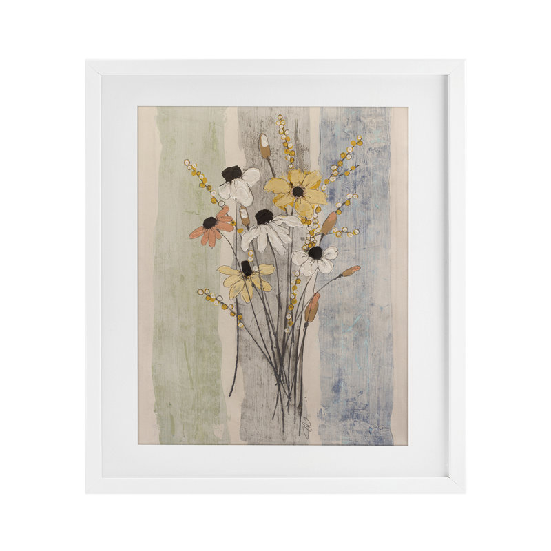 «Coastal Field Flowers», reproduction encadrée sous verre, conception de Filippo Ioco, H 21 po x l 17 po, Cadre blanc côtier