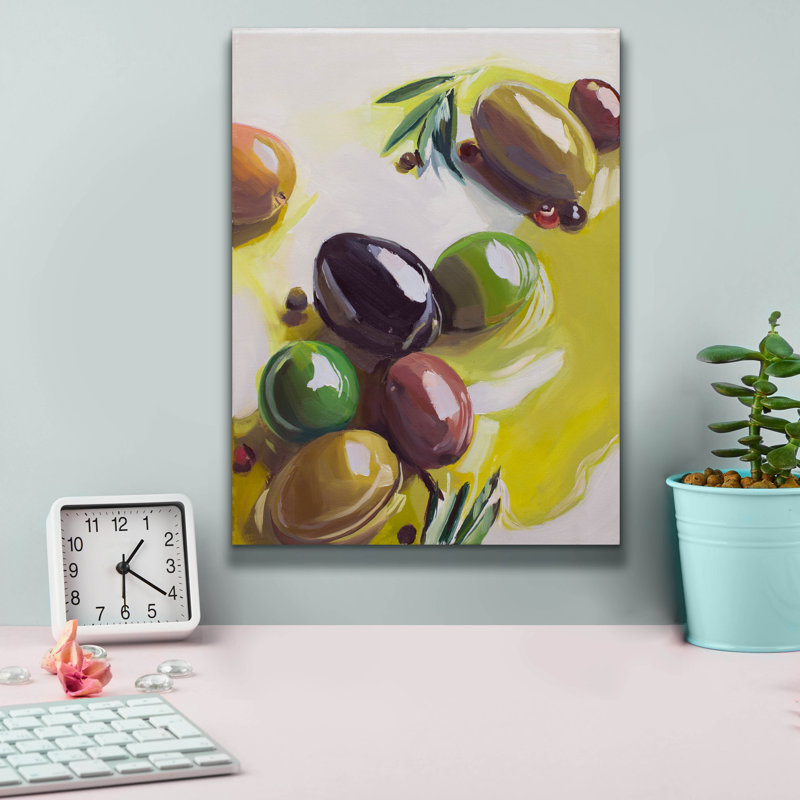 «Olives» par Jenny Westenhofer, art mural sur toile, H 16 po x l 12 po x P 0,75 po