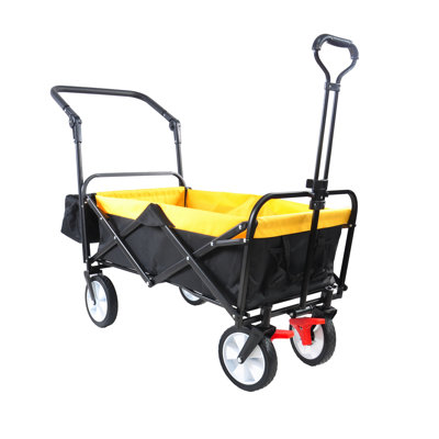 Folding Wagon Collapsible Outdoor Utility Wagon, Heavy Duty Folding Garden Portable Hand Cart, Drink Holder, Adjustable Handles -  SHANRUGUOJI, XJ1-W22747804