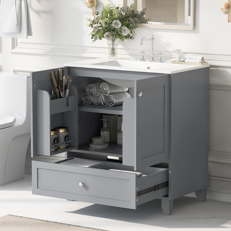 Carcyn 30'' Single Bathroom Vanity with Ceramic Top