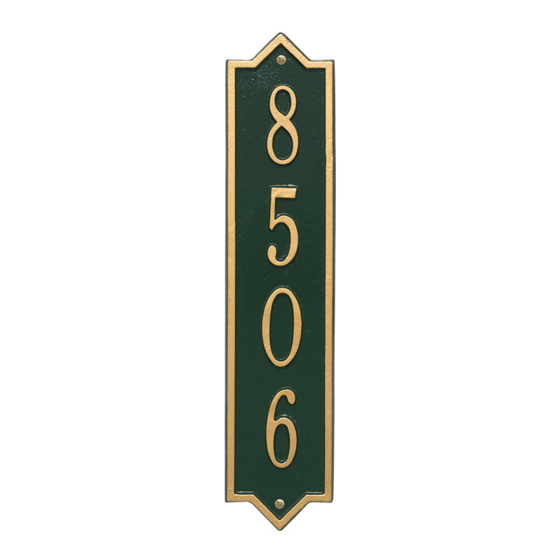 Norfolk Personalized Vertical 4-Line Wall Address Plaque, Yes, Green/Gold