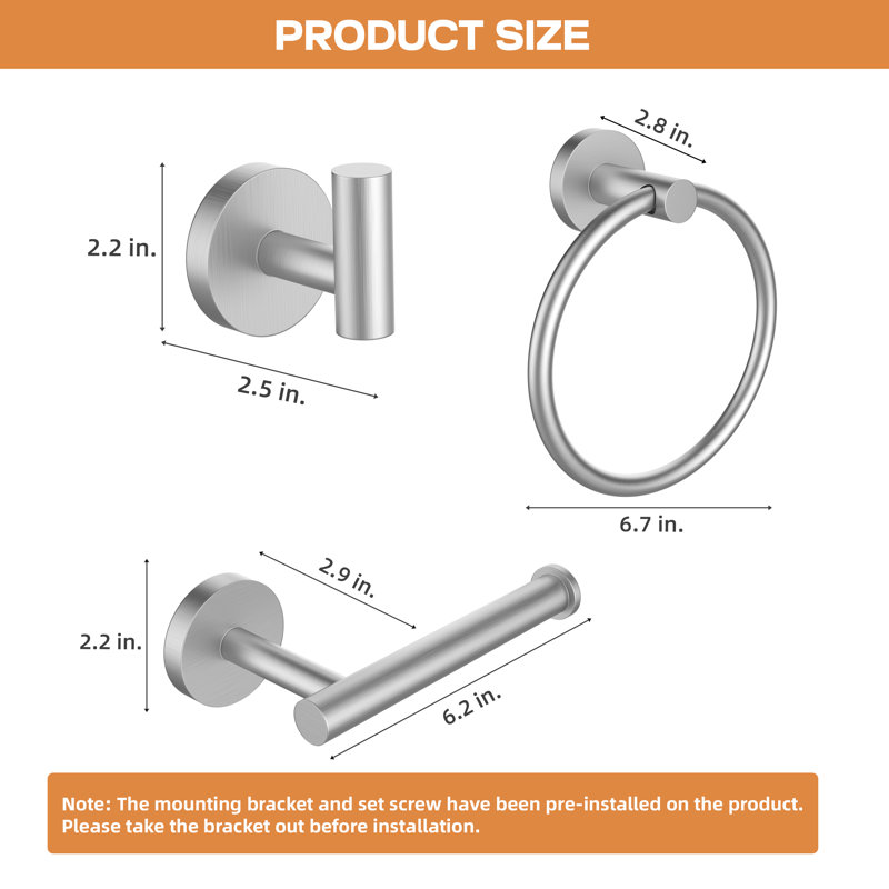 4-Piece Bath Hardware Set, Brushed Nickel