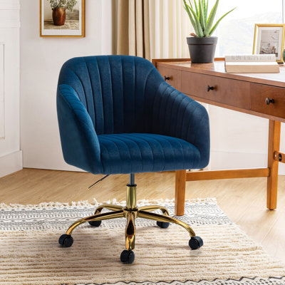 Adan Modern Velvet Task Chair with  Wood Frame and Back
