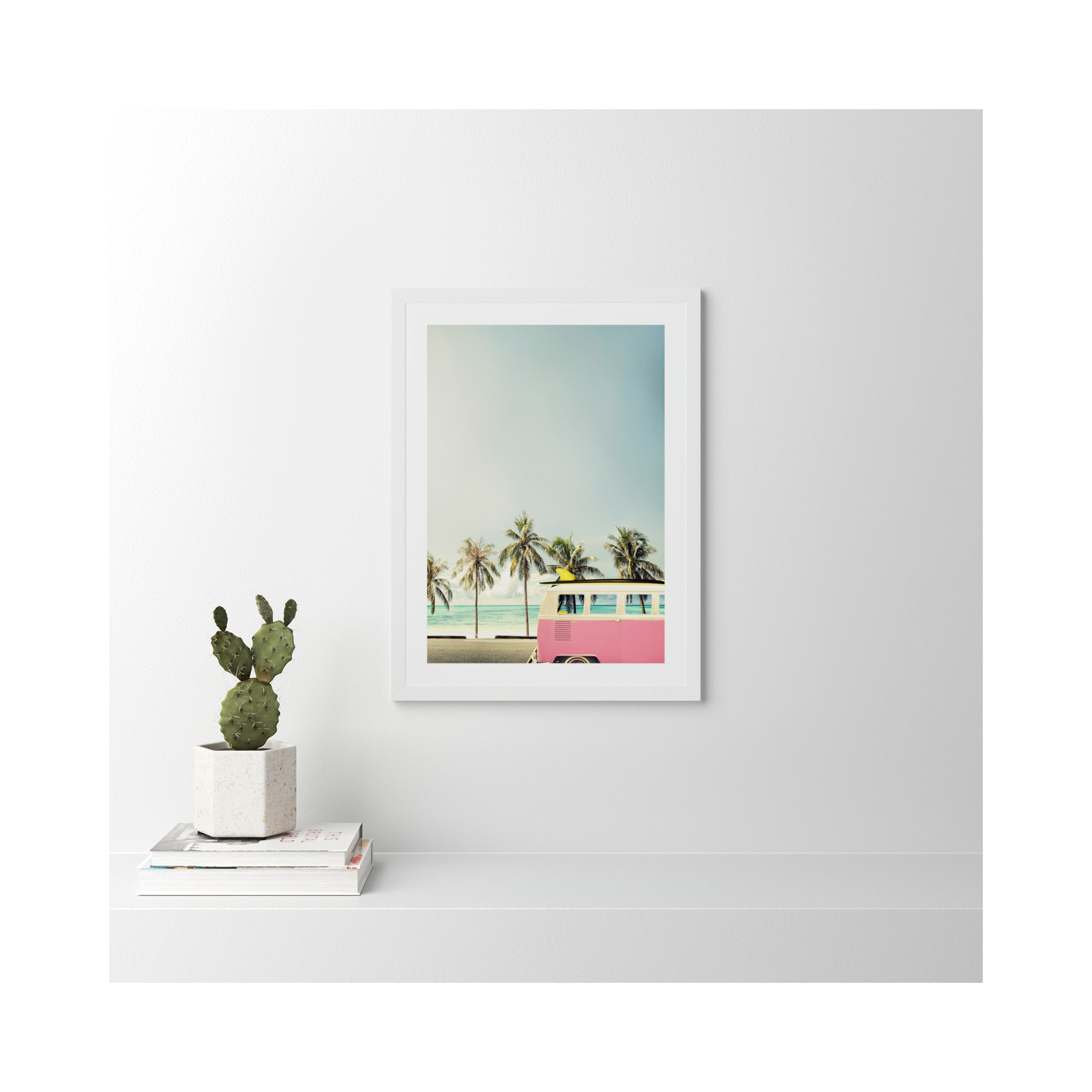 Surf Bus Pink by Design Fabrikken, Matte White, 27.5" H x 21" W x 0.75" D