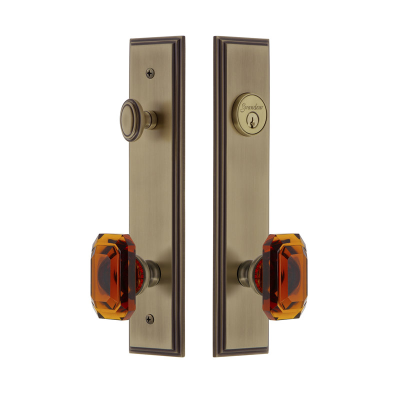 Carré Complete Entry Knob Set with Deadbolt, 2.75", Vintage Brass