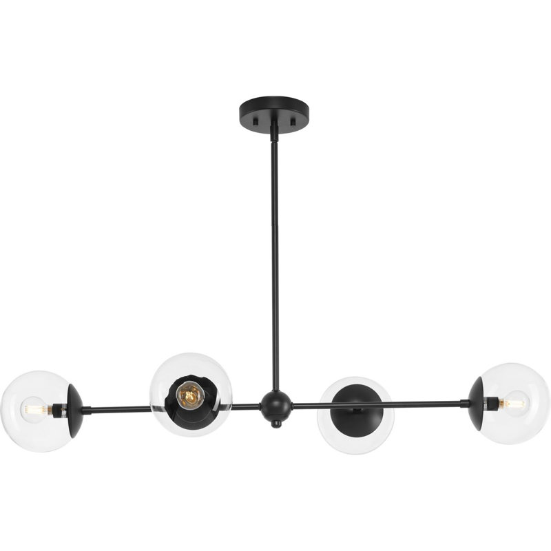 Sasheer 4 - Light Kitchen Island Modern Linear Chandelier, Noir mat