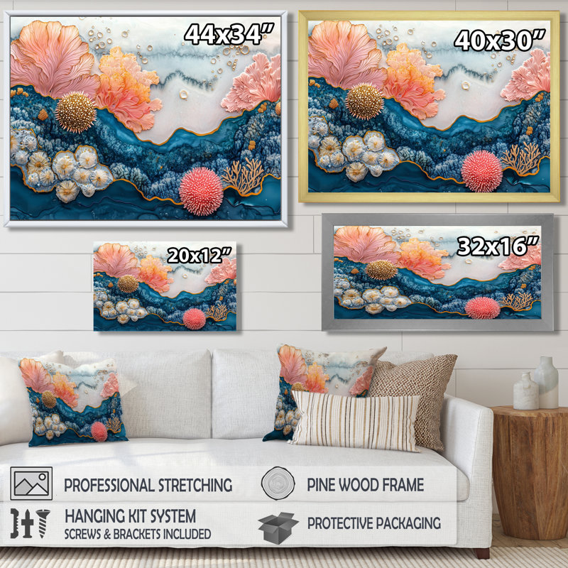 Hardiman abstrait, oursin et corail, paysage II - oursin, art mural pour le salon, Reproduction encadrée d'une seule photo