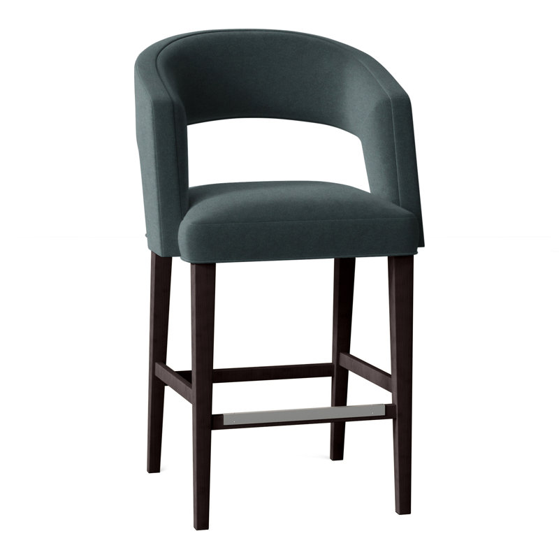 Bryant Upholstered Stool with Solid Wood Frame, Perigold Mixi Linen, Espresso