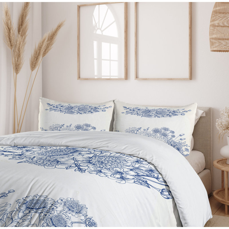 Traditional Polyester Floral Duvet Cover, King
