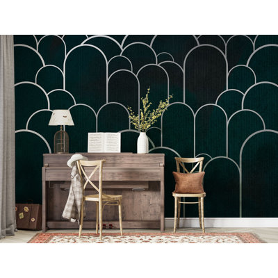 Murale abstraite géométrique 3D noir et beige | Papier peint adhésif Luxury Luxury Architectural | Décoration murale de salon amovible