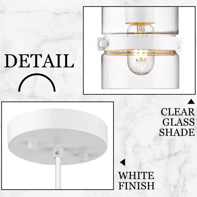 Luminaire suspendu cylindrique à 1 lumière Jiem, Blanc