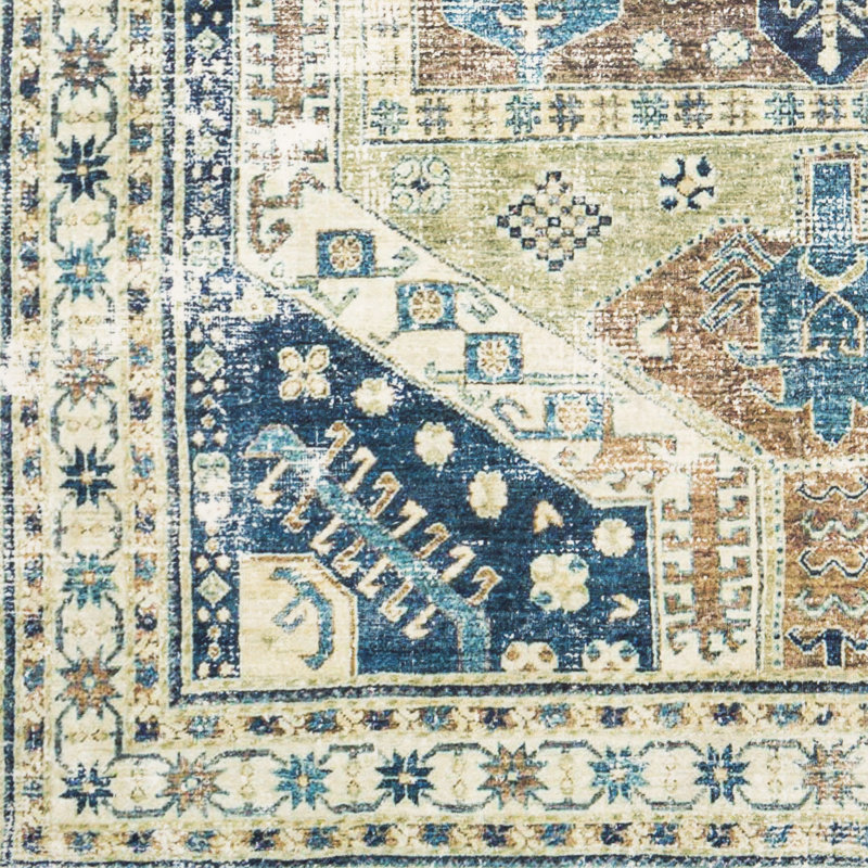 Tapis oriental brun / bleu marine, Rectangle 8 pi 10 po x 12 pi