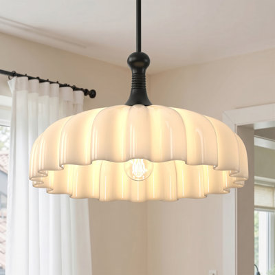 1 - Light Single Pendant With Milk White Glass Shade