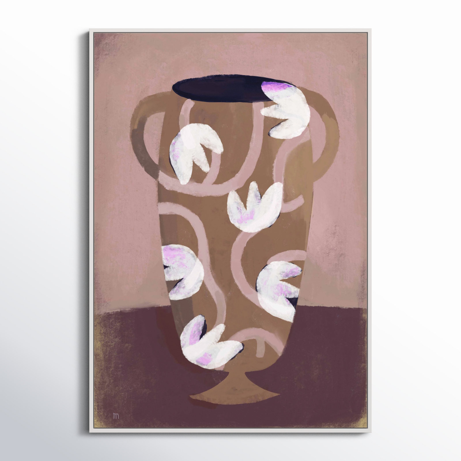 Flowered Vase by Marco Marella For Studio M, Black Framed Canvas, 38" H x 26.5" W