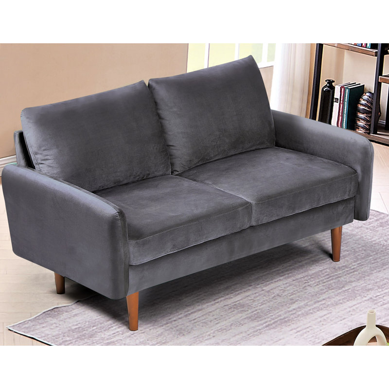 Caillier 58.32'' Velvet Loveseat, Gray Velvet