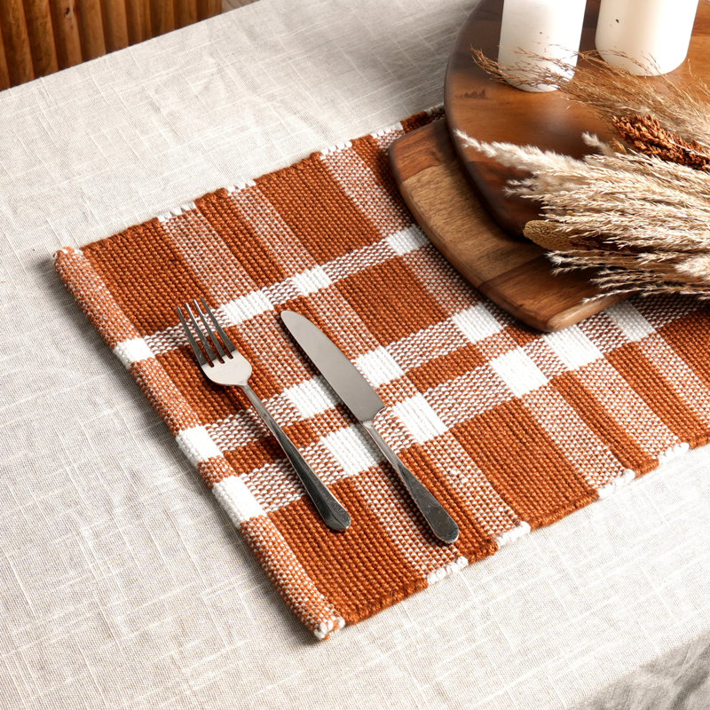 Polyester Striped Placemat, Rust
