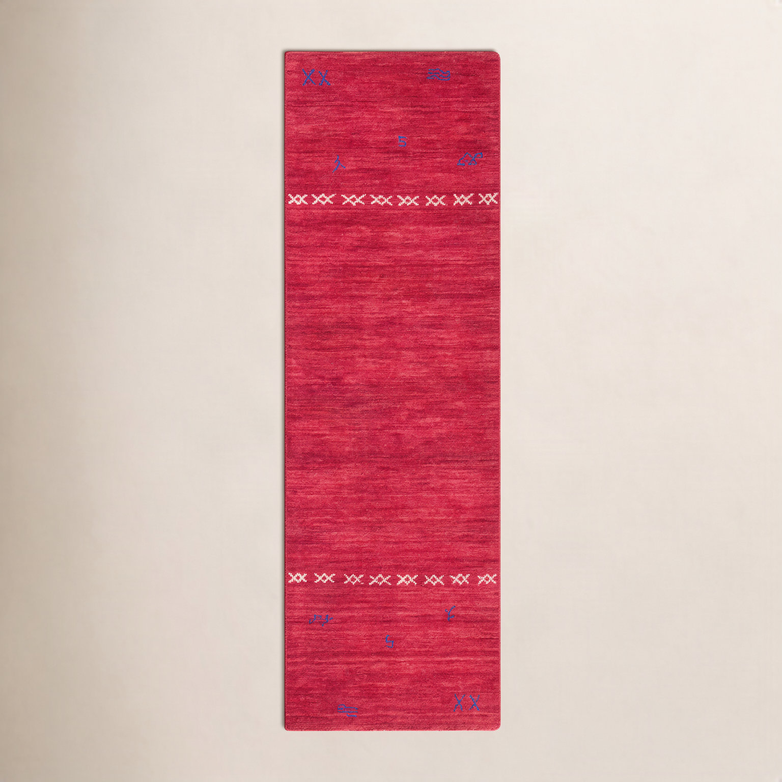 Santiago Red Handmade Wool Geometric Rug, Runner 2'3" X 12'