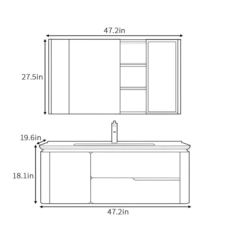 Modern and simple cream style bathroom cabinet