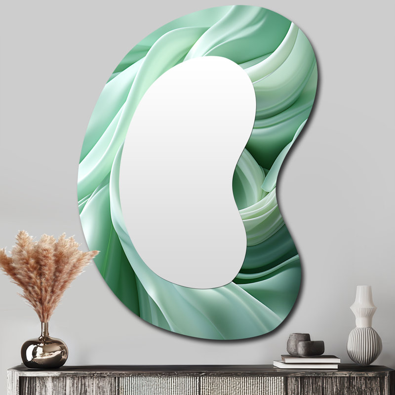 Miroir mural moderne vert irrégulier vert, 39 po x 28 po