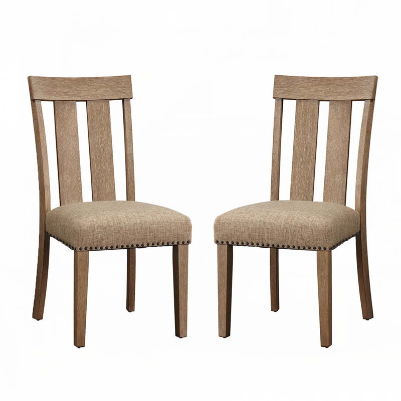 Chaises de salle à manger rembourrées en tissu avec garniture cloutée