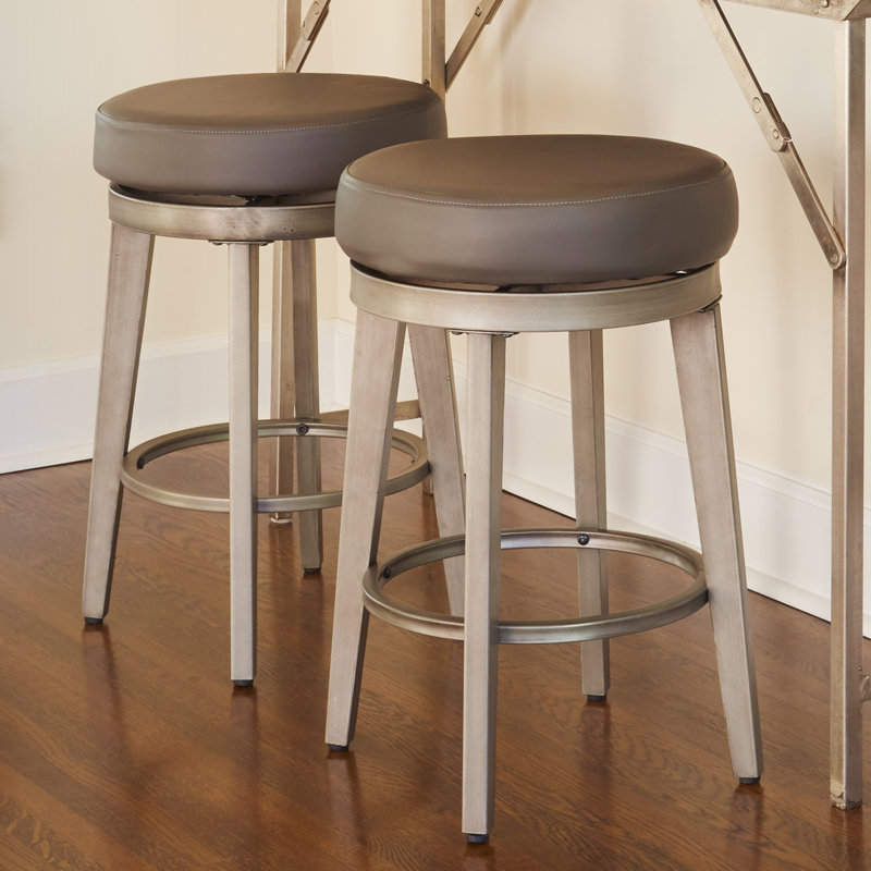 Tabouret de bar pivotant 30,5 po Gadberry, Gris, Étain brossé, 24.5"