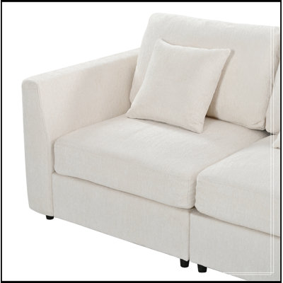 Canapé modulaire incurvé modulaire avec assise profonde et 4 coussins décoratifs