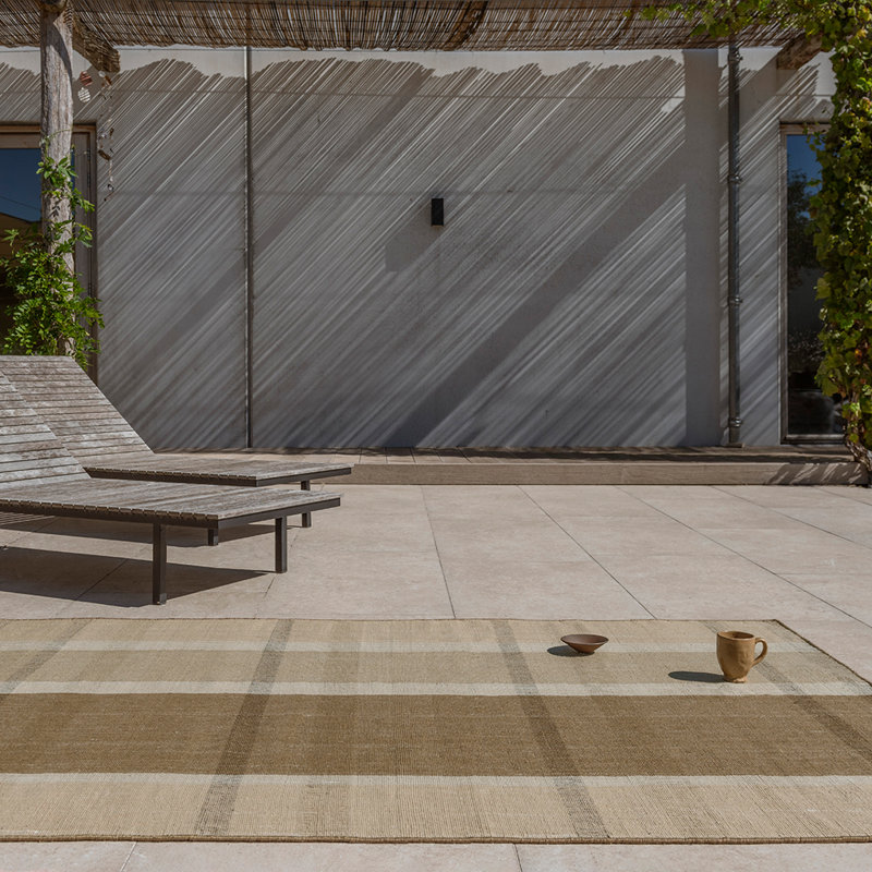Zona Plaid Area Rug in Brown/Ivory/Beige, Rectangle 5'3" x 7'6"