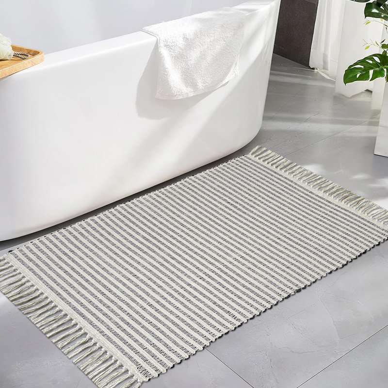 Tapis pour salle de bain en coton Annzley, Noir, Simple - L 36 po x l 24 po