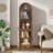 64.17 inch Arched Display Cabinet Bookcase With Acrylic Glass Doors, Curio Cabinet Farmhouse Dining Cabinet With Storage, Arch Accent Cabinet For Living Room-950147719