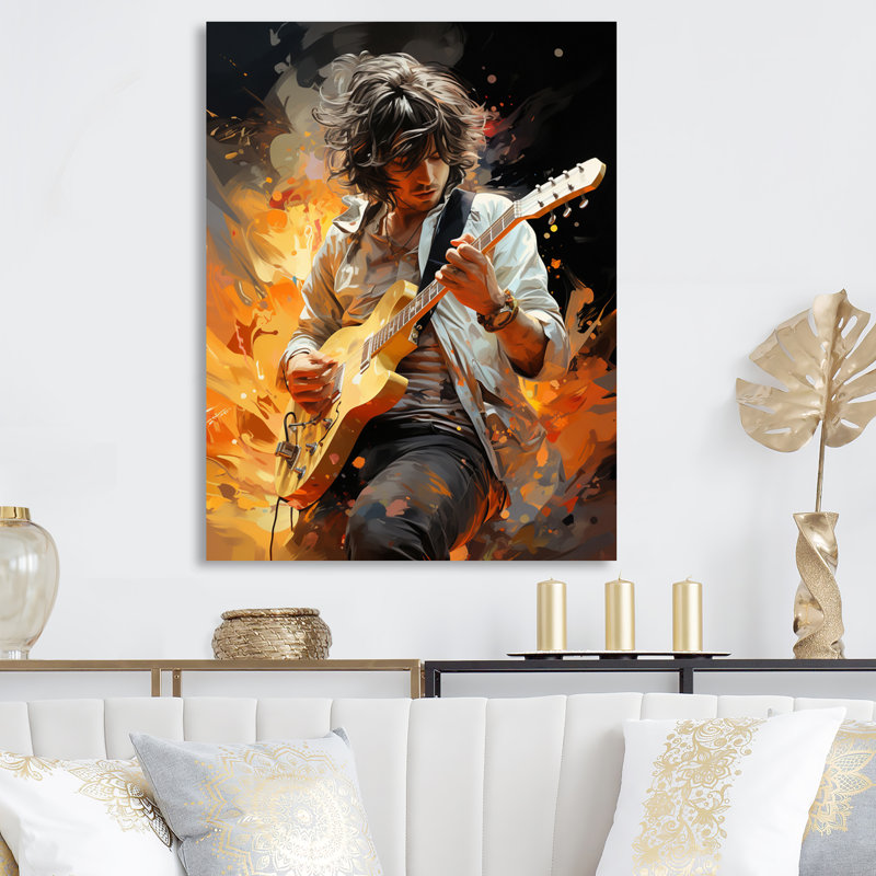 «Guitarist in Action - Musician Metal», art mural, H 20 po x l 12 po x P 1 po