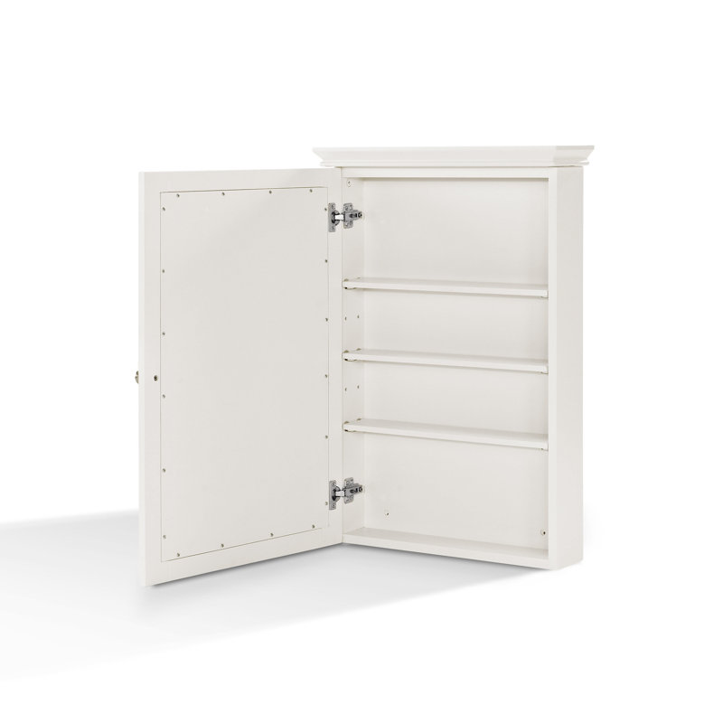 Caree 19.25'' W 28'' H Surface Framed Medicine Cabinet Mirror 3 Adjustable, White