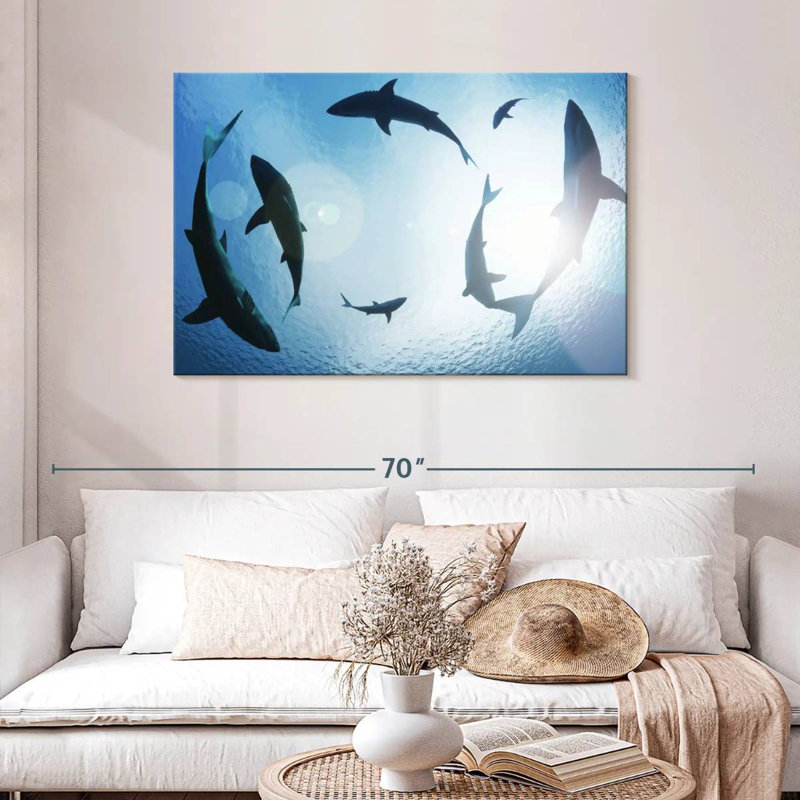 School Of Sharks, 30" H x 45" W