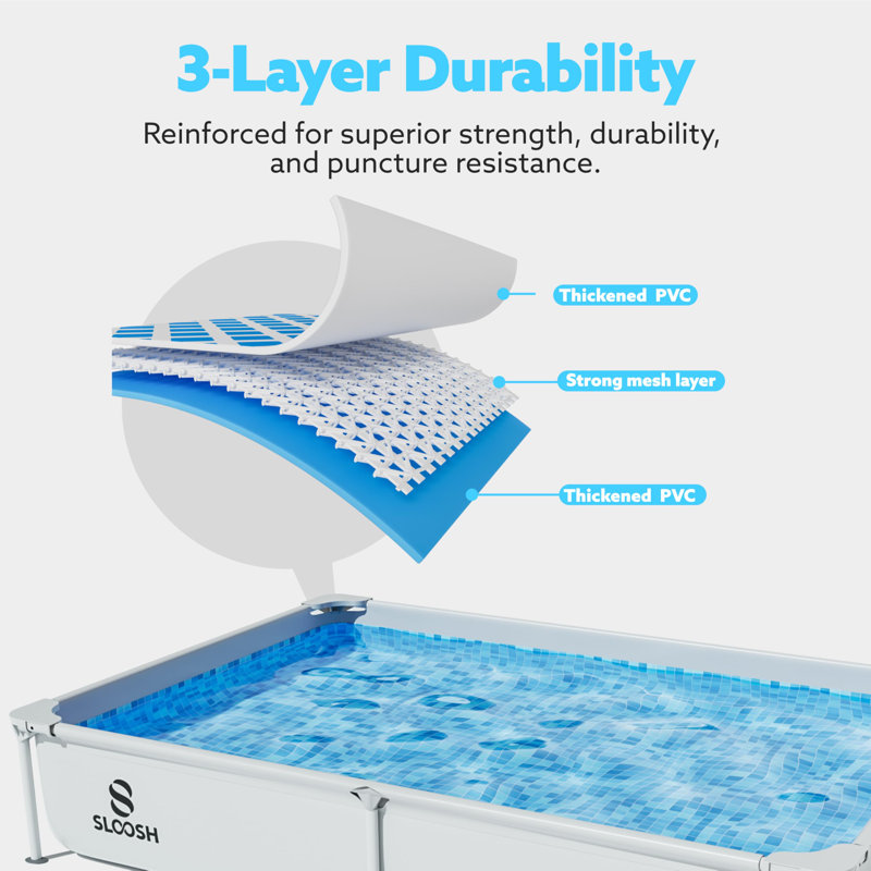 7.5ft x 5.2ft x 16.5inch Rectangular Above Ground Pool