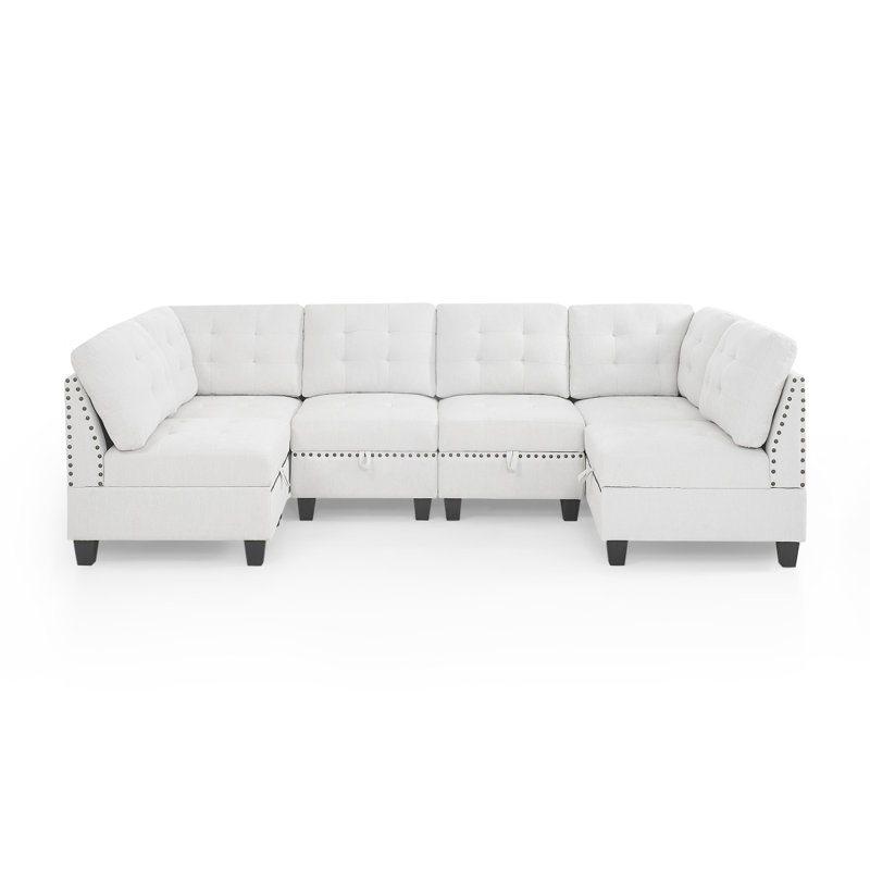 Canapé modulaire de 57 po de large à assise modulaire avec repose-pieds, canapé modulaire, canapé modulaire, Symétrique