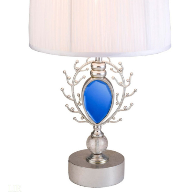Lampe de table haute en polyrésine 27,75 "avec finition argentée, lampe de table