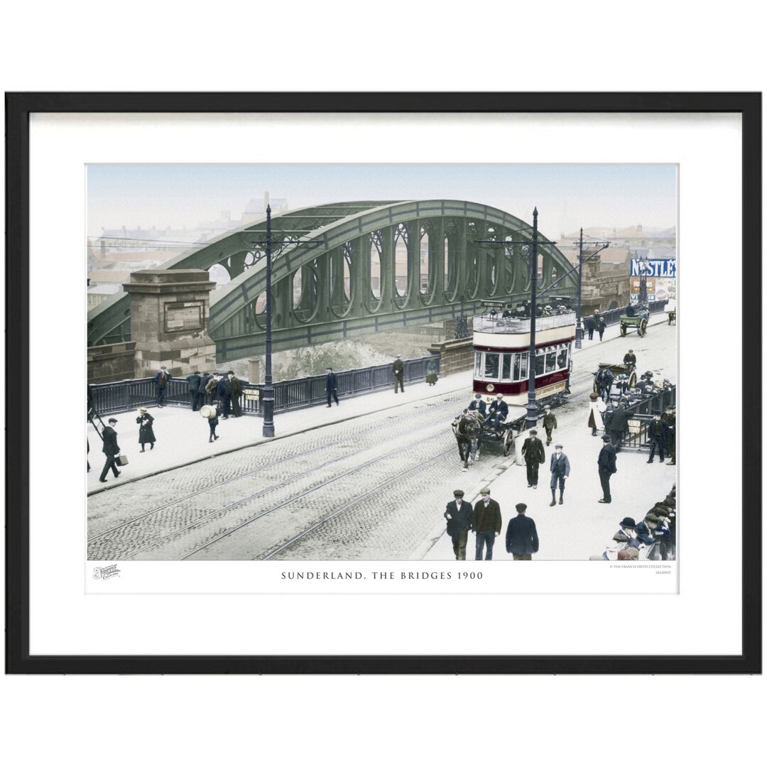 Gerahmtes Papierbild - Fotografie „Sunderland, the Bridges 1900” von Francis Frith