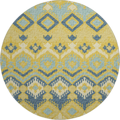 Premium Machine Washable Alliah AMF108 Yellow Rug