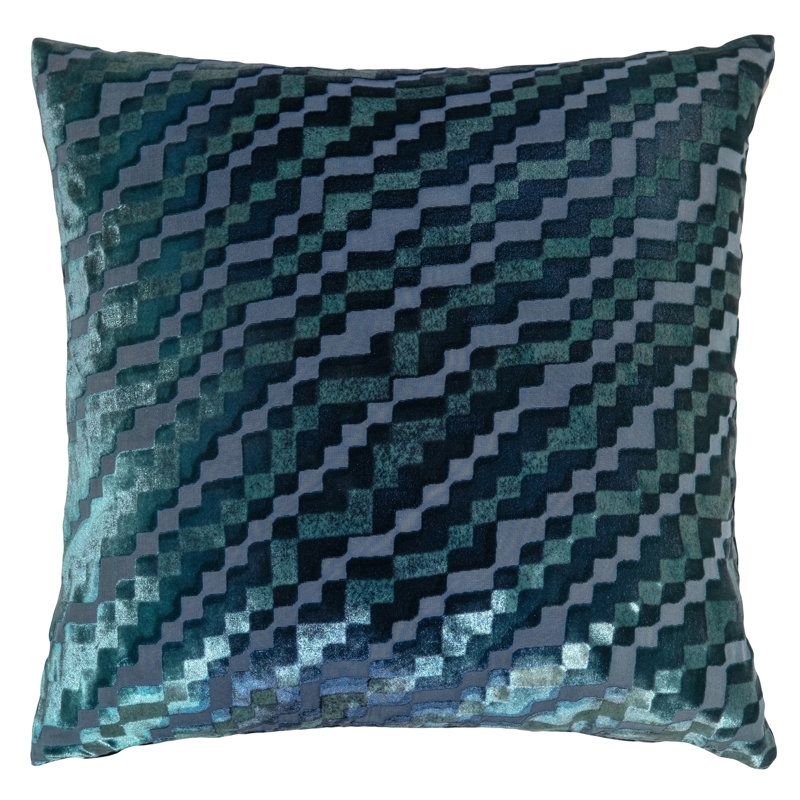Steps Velvet Square Pillow Cover & Insert, 18"H x 18"W, Shark Geometric