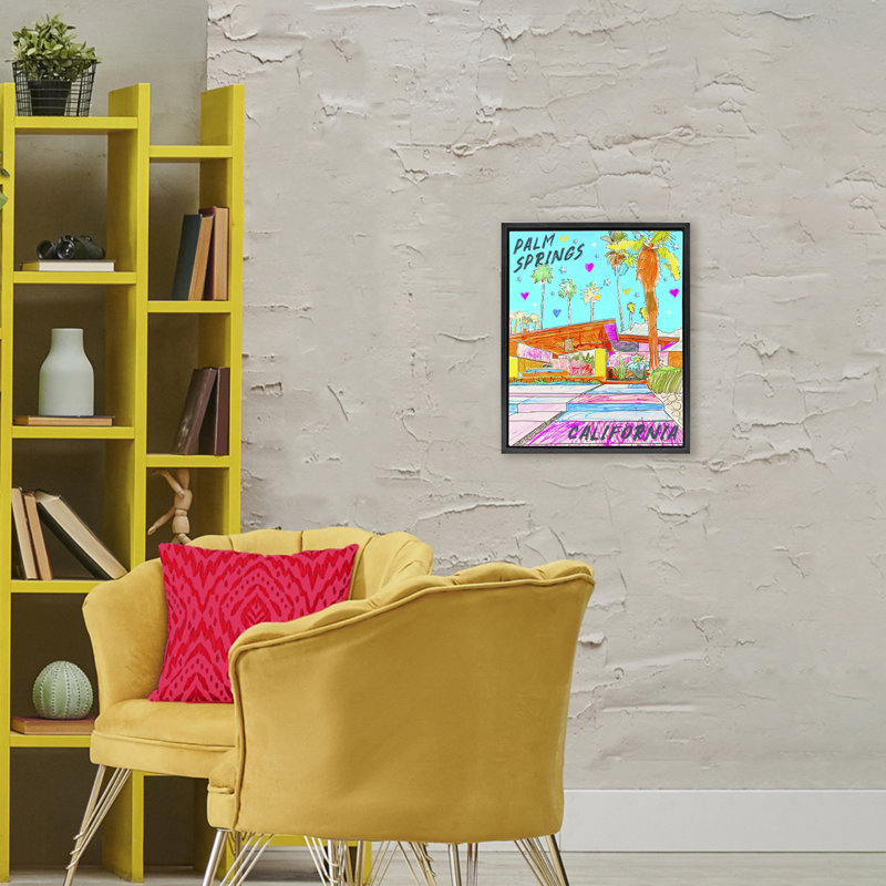 Cadre flottant Palm Springs Canyon, design par Jess Stempel, H 21 po x l 17 po, Cadre flottant noir de jais
