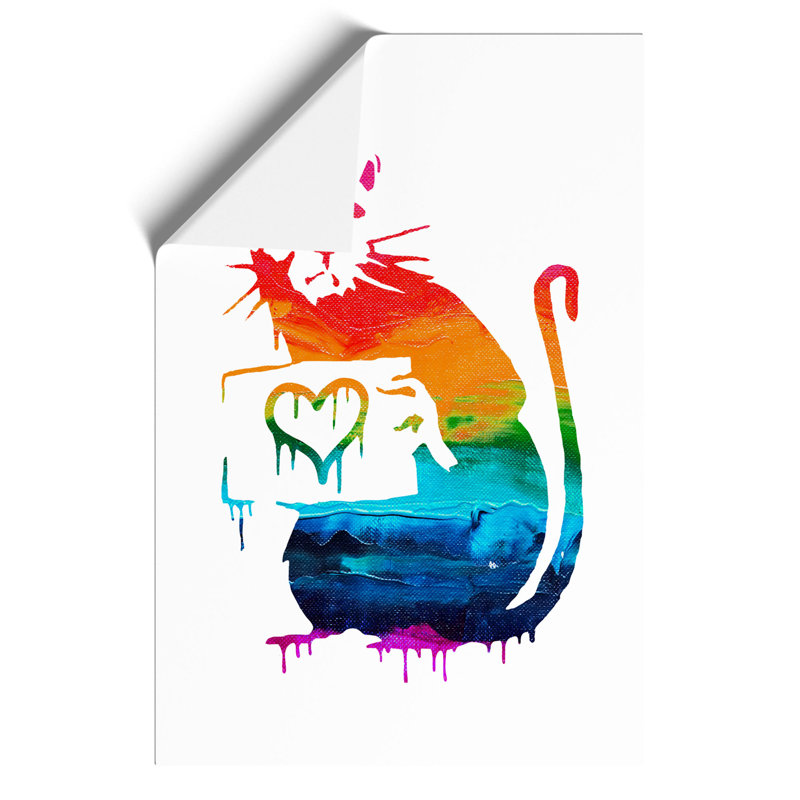 Banksy Rat with Heart - Frameless Print, 30cm H x 21cm W x 0.1cm D
