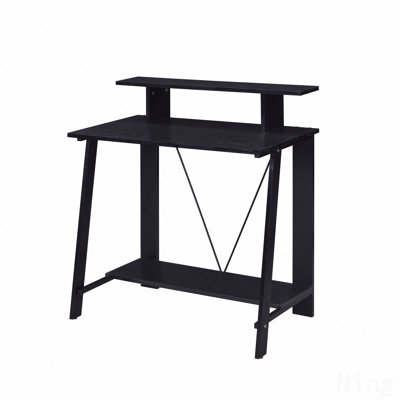 Bureau d'écriture noir avec tablette supérieure