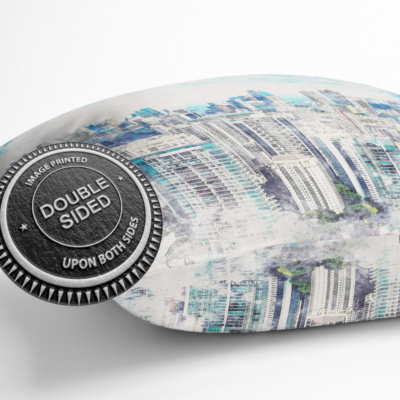 Singapore Skyline Cushion with Filling, 40cm H x 40cm W x 15cm D
