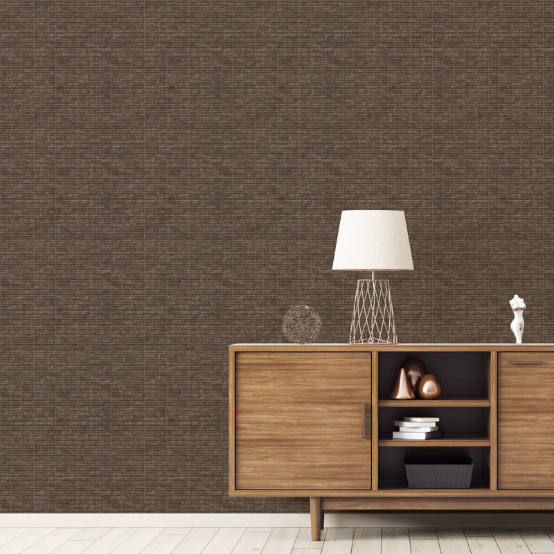 TexStyle Woven Weave Texture 33' L x 21" W Metallic/Satin Wallpaper Roll, Brown