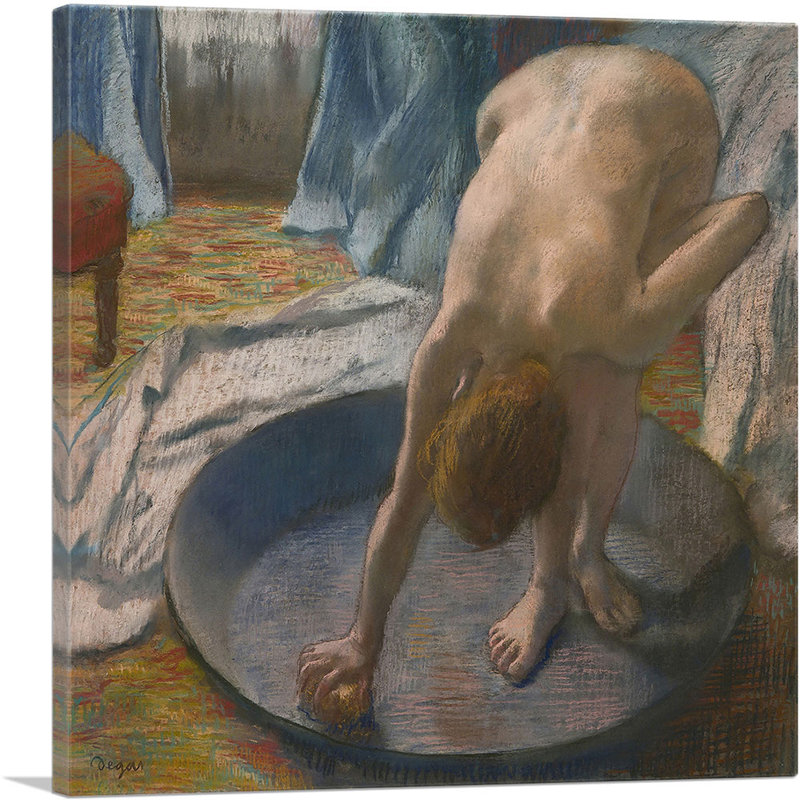 «Woman In The Bath 1886» par Edgar Degas - peinture sur toile tendue, H 18 po x l 18 po x P 0,75 po