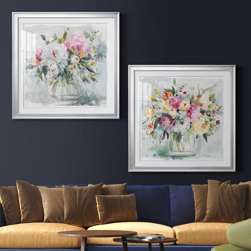 Casual Arrangement I - Ensemble de 2 reproductions d'art encadrées, H 26,5 po x l 53 po, Impression encadrée, Argent argent