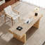 Bureau 86,61 "Mid-Century naturel avec placage de grain de bois et plateau en pierre frittée, bureau et bureau-130043821-130043822