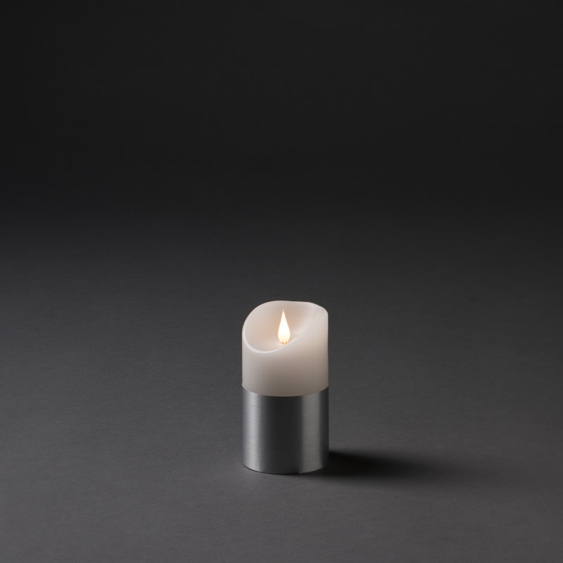 Unscented Flameless Pillar Candle, 13.5cm H x 7.5cm W x 7.5cm D, Silver