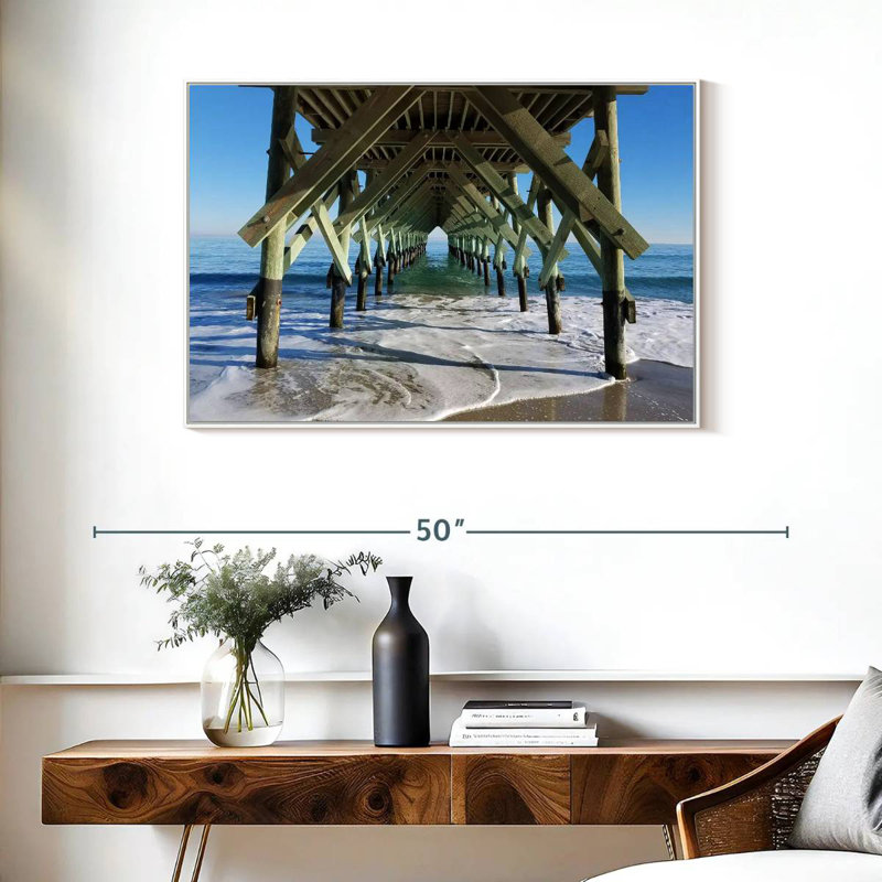 Under Wrightsville Beach Pier, Cadre flottant blanc, 37 po x 25 po