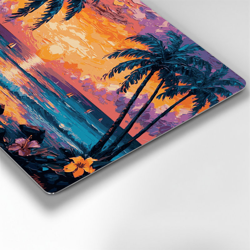 «Hawaiian Island Sunset», art mural en métal gris, H 11 po x l 14 po